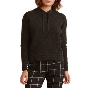 Marine Layer Georgia Dark Charcoal Waffle Knit Hoodie Long Sleeve Sweater Size S